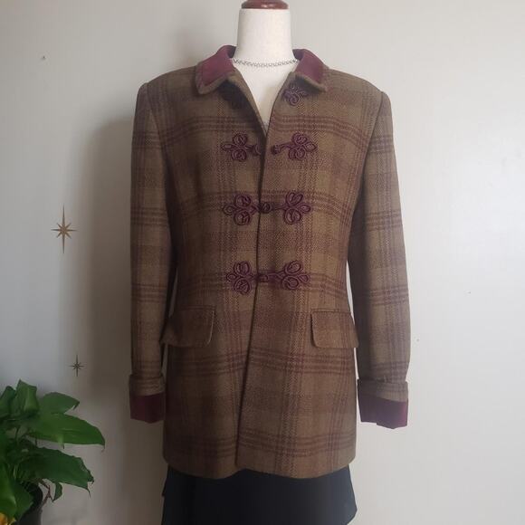 Jones New York Jackets & Blazers - 90s Jones NY Plaid Wool Blazer Coat Jacket Large 14 Academia Whimsigoth City